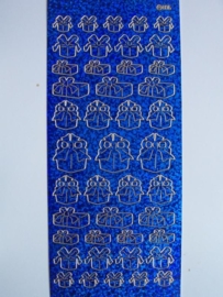st681- holografische stickers cadeautjes blauw 10x20cm