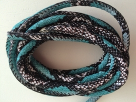 PU.04- 3 meter imitatieleren koord slangenprint turquoise 6mm