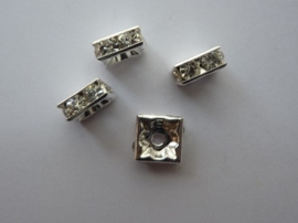 CH.74.NF- 4 stuks A-kwaliteit strassringen/spacers 8x8mm crystal - EXTRA LAGE PRIJS!