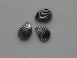 5156- 3 x  glas schelp 13.5x9.5mm metallic grijs