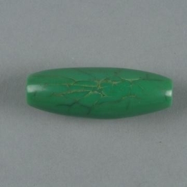 117465/4552- resin kraal 48x16mm groen geaderd