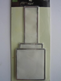 5524- 6 x Making M tags rectangles van vellum met zilveren rand