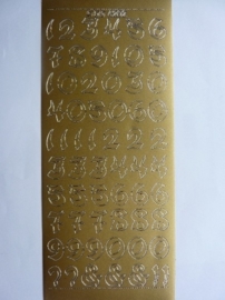 st999- stickervel met Japans/Oosterse cijfers 10x23cm goud