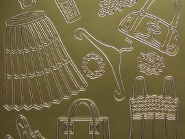 st715- sticker kledingstukken goud 10x20cm
