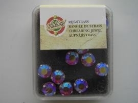 107005/0054- 28 stuks glazen rijg/naai strass steentjes 5mm rond kristal ruby AB