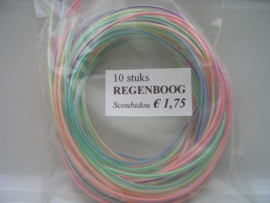 260 - scoubidou touwtjes 10 stuks regenboog/pastel
