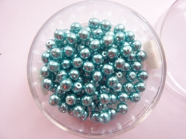 100 x ronde glasparels in een doosje 4mm turkoois  -  2219 555