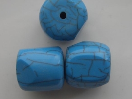 117465/4563- resin kraal 20x20mm blauw geaderd