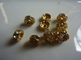 CH.014.10- 10 stuks A-grade strassringetjes van 7.5mm goudkleur - SUPERLAGE PRIJS!