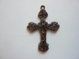 00148- grote metalen hanger kruis 4x3cm roodkoper OPRUIMING