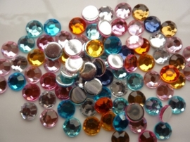 ca. 85 stuks strass stenen mix van 10mm kunststof diverse kleuren - SUPERLAGE PRIJS!