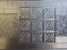 st1085- stickervel met randjes en vierkante ornamenten zilver 10x20cm