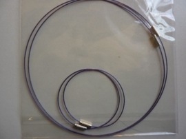12171-7107- 2 x staaldraad ketting 45cm & 2 x staaldraad armband 18cm paars