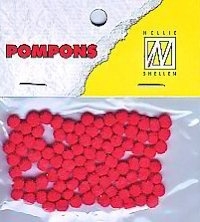 CE800600/0302- 100 stuks mini pompoms van 3mm rood