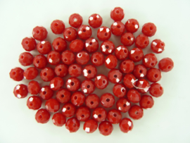 1679- ca. 70 stuks abacus facet geslepen glaskralen 8x6mm opak rood