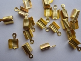 CN.056.20- 20 stuks veterklemmen/koordkapjes van 3x12mm goudkleur