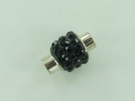 CH.1035 zwart- magneetsluiting van 14x10mm zwart met strass steentjes