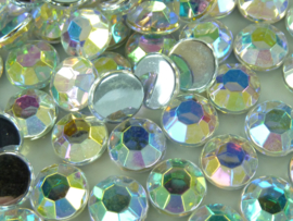 ca. 100 stuks strass stenen van 8mm kunststof zilver AB - SUPERLAGE PRIJS!
