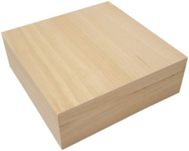 CE811720/0221- houten kist vierkant met losse deksel 20.9x20.9x7cm paulownia