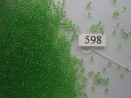 598- 1.9mm glazen rocailles transparant licht groen 15gr
