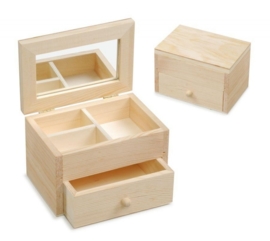 KN8735 425- 3 stuks houten sieradenkistjes 13x8.7x8.5cm