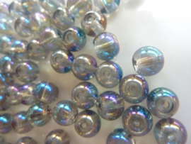 3276 - Ca. 60 stuks glaskralen olie transparant hoogglans van 6 mm.