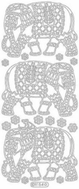 st943- stickervel met olifanten oosters goud 10x23cm  -  121001/1308