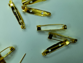 100 stuks 30 mm. brochespeldjes - goudkleur - zonder veiligheids sluiting