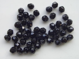 50 stuks tsjechische kristal facet geslepen glaskralen zwart 6mm - 108006/0006