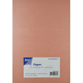 JOY8099/0208- 20 vellen cardstock papier linnen structuur 250grams A5 - metallic koraal