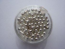80 x ronde waxparels 4mm zilver  - 6065 708