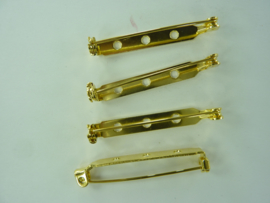 38mm - 4 stuks brochespeldjes goudkleur met veiligheids sluiting