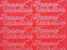 st1049- stickervel rood met engelse tekst happy valentine 10x20cm