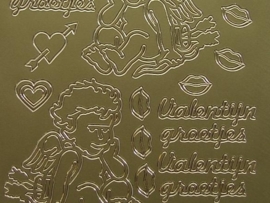 st537- valentijngroetjes goud 10x20cm