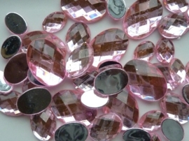 2282 0327- 43 x kunststof strass stenen assortiment ovaal van 15 tot 27mm lang roze