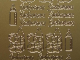 201- geboren + afbeeldingen goud 10x20cm