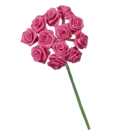 6547 240- 12 stuks roosjes van 10cm lang en 1.5cm breed donker rose