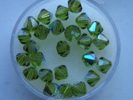 109106/1150- 25 x swarovski 6mm olive green met AB coating