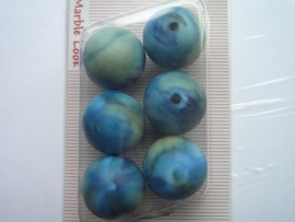 12094/9408KA- 6 x matte 18mm "marble look" blauw/groen