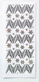 St749- stickervel sterren Leane diamant zilver 10x23cm - 121001/2421