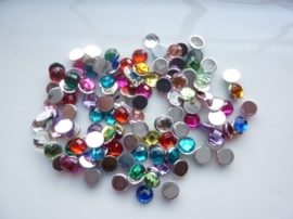 ca. 130 stuks strass stenen mix van 6mm kunststof diverse kleuren - SUPERLAGE PRIJS!