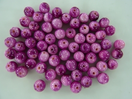 3952- 65 tot 70 stuks naturel Jade mineraal kralen van 6mm roze/cerise mix