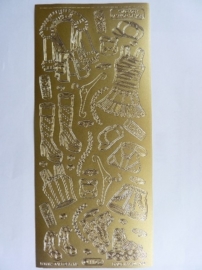 st872- sticker met dameskleding goud 10x23cm