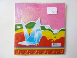 00539- 10 vellen origami papier met reliëf 12x12cm parelmoer kleurenmix OPRUIMING