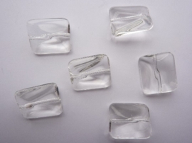 3258- 6 stuks Tsjechische glaskralen van 17x15x7mm glashelder - SUPERLAGE PRIJS!