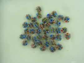 3697 - ca. 39 stuks millefiori kralen 10 x 8 mm.