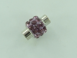 CH.1035 lila- magneetsluiting van 14x10mm lila met strass steentjes