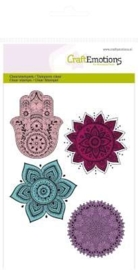CE130501/1083- Craft Emotions clearstamps A6 hand & bloem ornament happiness