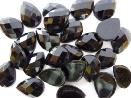 25 stuks kunststof strass stenen druppelvorm zwart 18x13mm