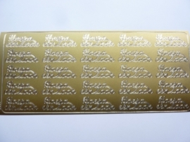 ST.1123- stickervel Hoera een zoon 10x23cm goud